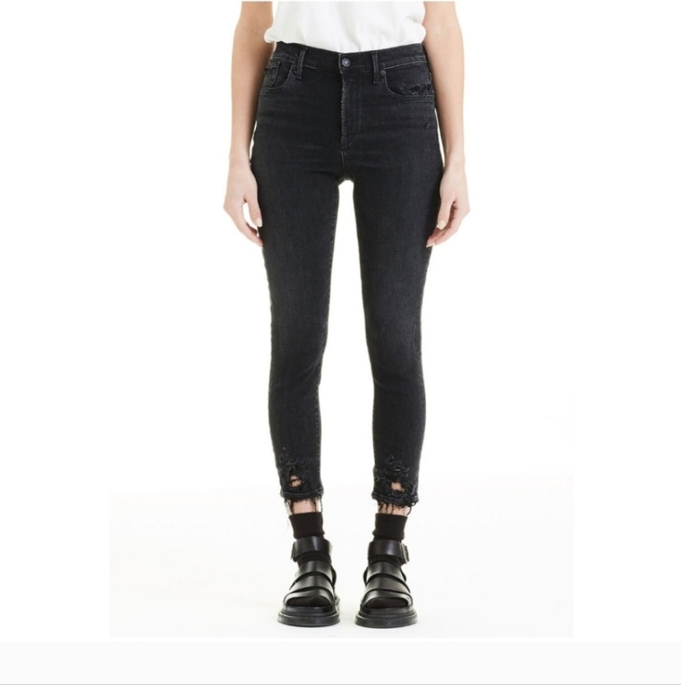 Aritzia Agolde Black Stretchy Distressed Skinny Jeans Size 27